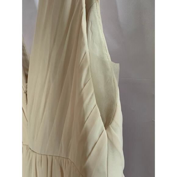 AZAZIE Women's Beige Double V-Neck Sleeveless Mesh Maxi A-Line Dress SZ 12 - Picture 6 of 12